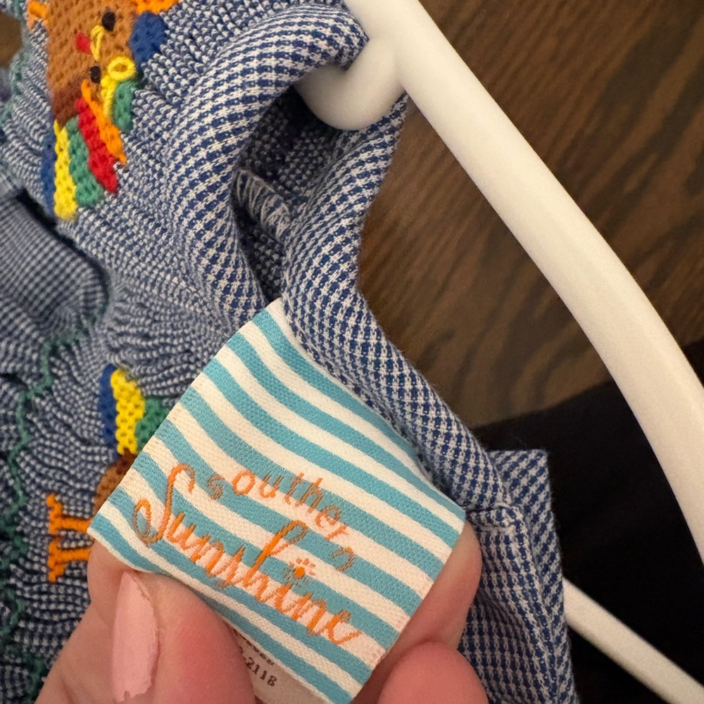 Adorable Blue Kids Dress with Turkey Design - Picture 3 of 4
